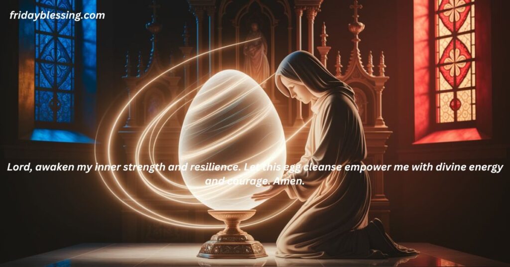 Lord, awaken my inner strength and resilience. Let this egg cleanse empower me with divine energy and courage. Amen.